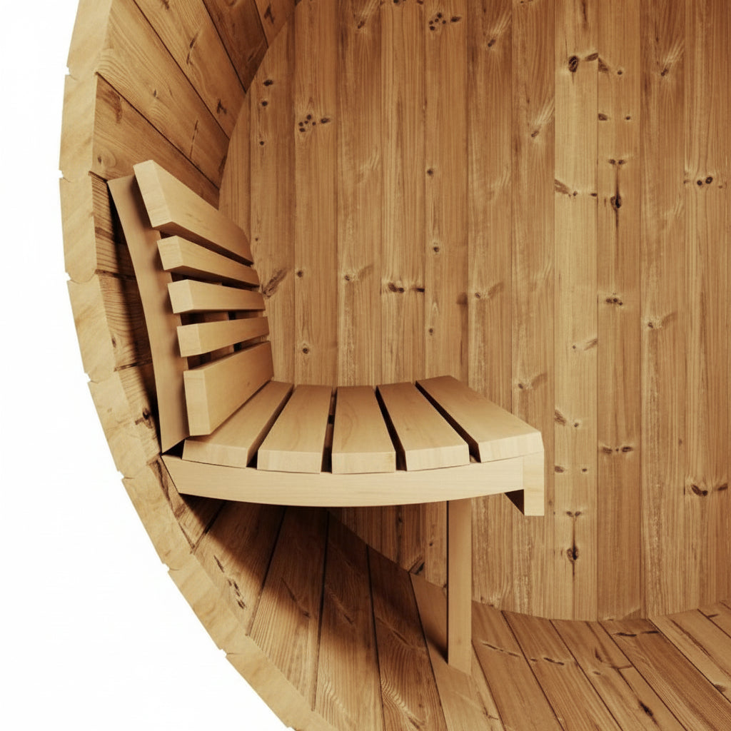 SaunaLife E8 6 Person Barrel Sauna Interior Bench