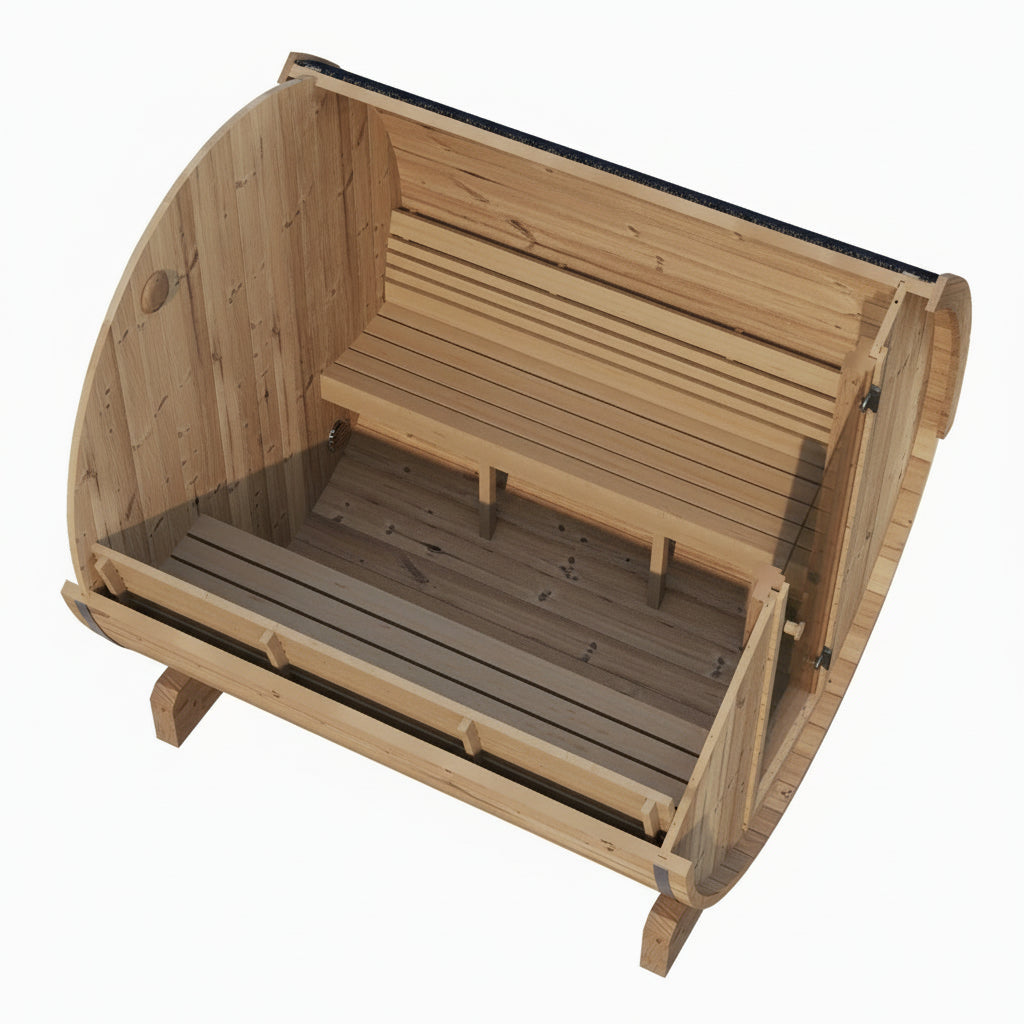 SaunaLife E8 6 Person Barrel Sauna Top View