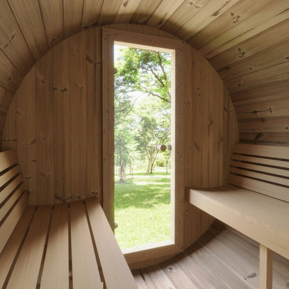 SaunaLife E8 6 Person Barrel Sauna Interior View 2