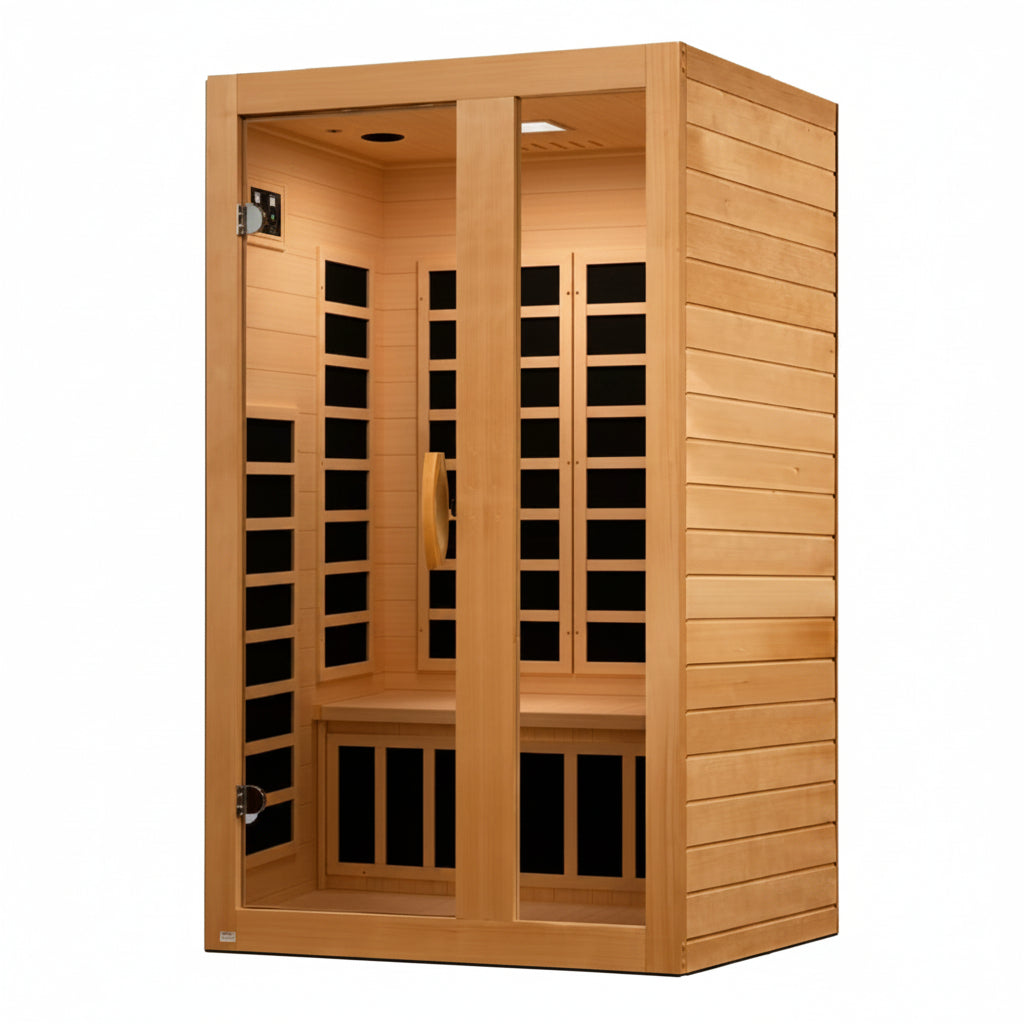 Dynamic Serena Elite 2-Person Low EMF Far Infrared Sauna side view on white background