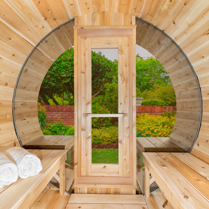 Serenity MP Barrel Sauna Front Windows and Door
