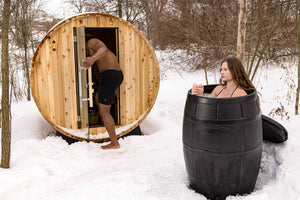 Ice Barrel Cold Plunge and Sauna