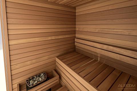 Auroom Cala Glass 4 Person Traditional Indoor Sauna Interior