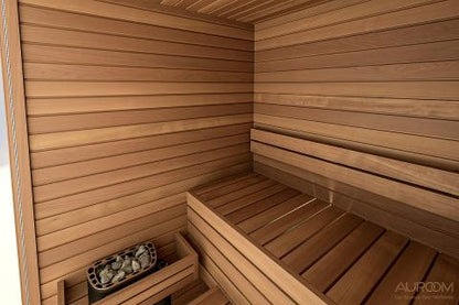 Auroom Cala Glass 4 Person Traditional Indoor Sauna Interior