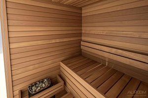 Auroom Cala Glass 2 Person Traditional Indoor Sauna Interior