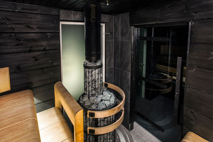 Harvia Legend 240 Duo installed in a modern sauna