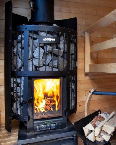 Harvia Legend 240 GreenFlame in a cabin sauna