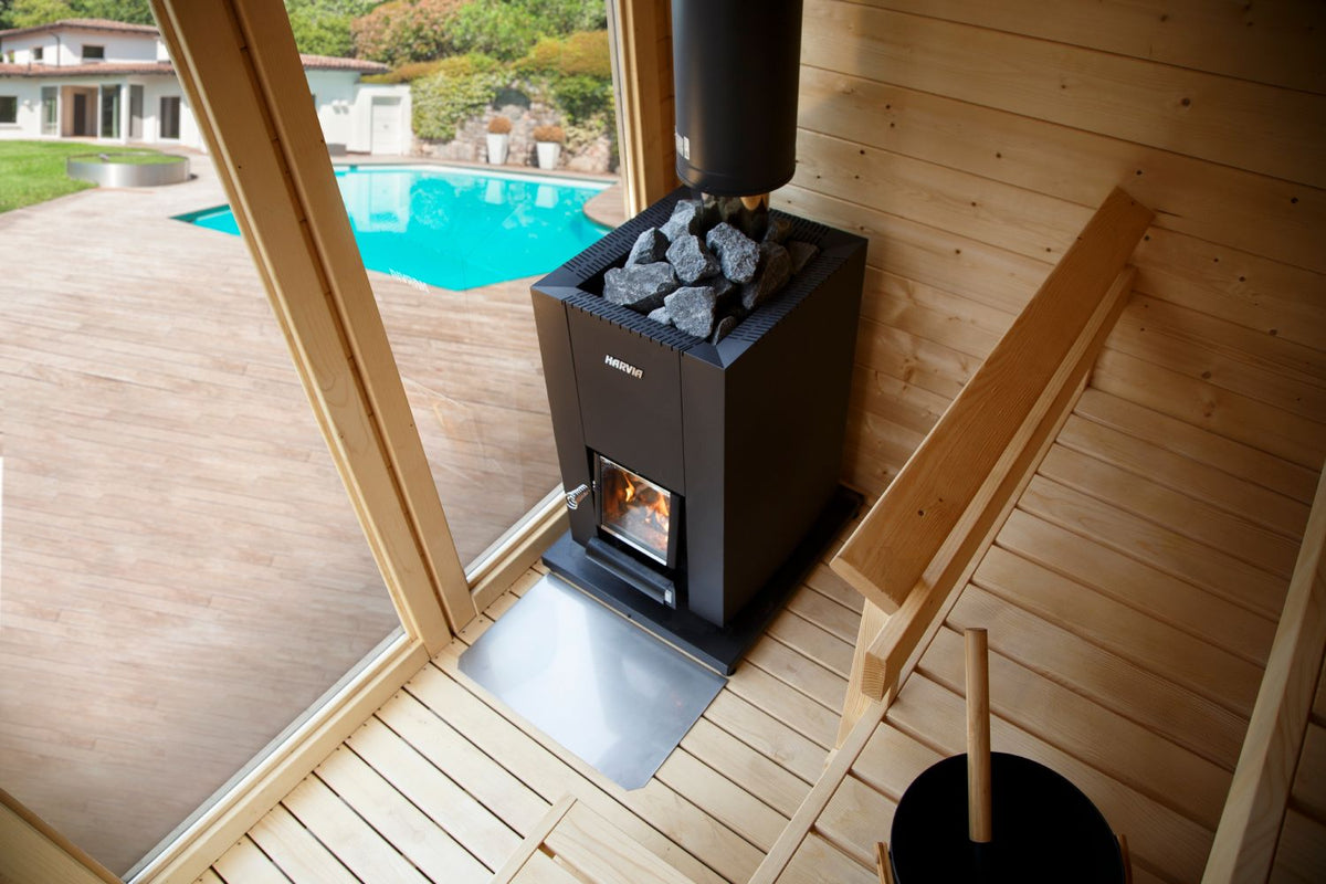 Harvia Linear 18 Compact in a poolside sauna