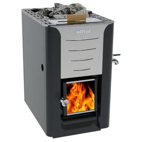 Harvia Pro 20 ES wood burning sauna stove with front water tank