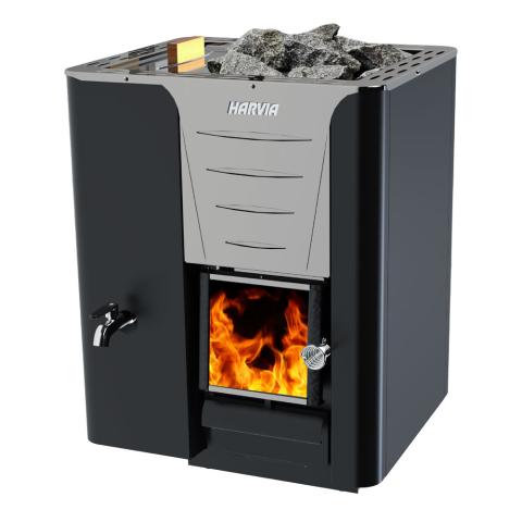 Harvia Pro 20 LS wood burning sauna stove with left-side water tank