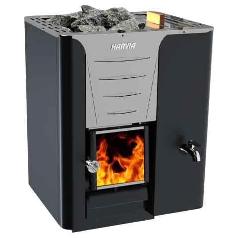 Harvia Pro 20 RS wood burning sauna stove with right-side water tank