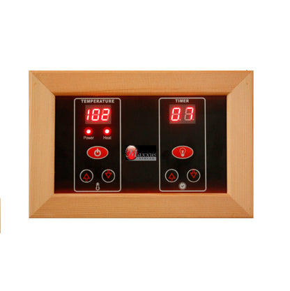 Interior LED control panel in a Maxxus infrared sauna
