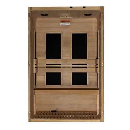Maxxus S-Line Elite 2-Person Ultra Low EMF Far Infrared Sauna, interior view with removable bench