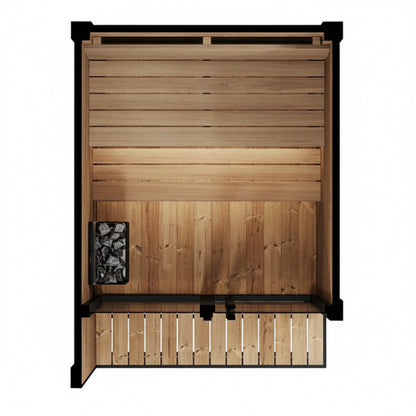 Top Interior view of sauna on white background