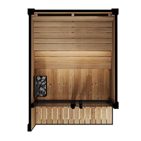 Top Interior view of sauna on white background