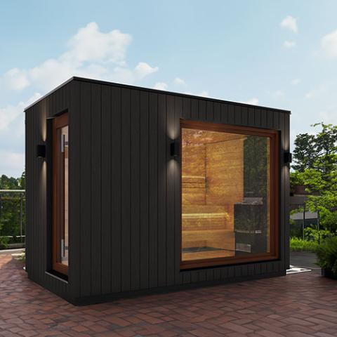 Saunum AirCube Double On Patio