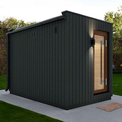 Saunum AirCube Double Rear View in backyard