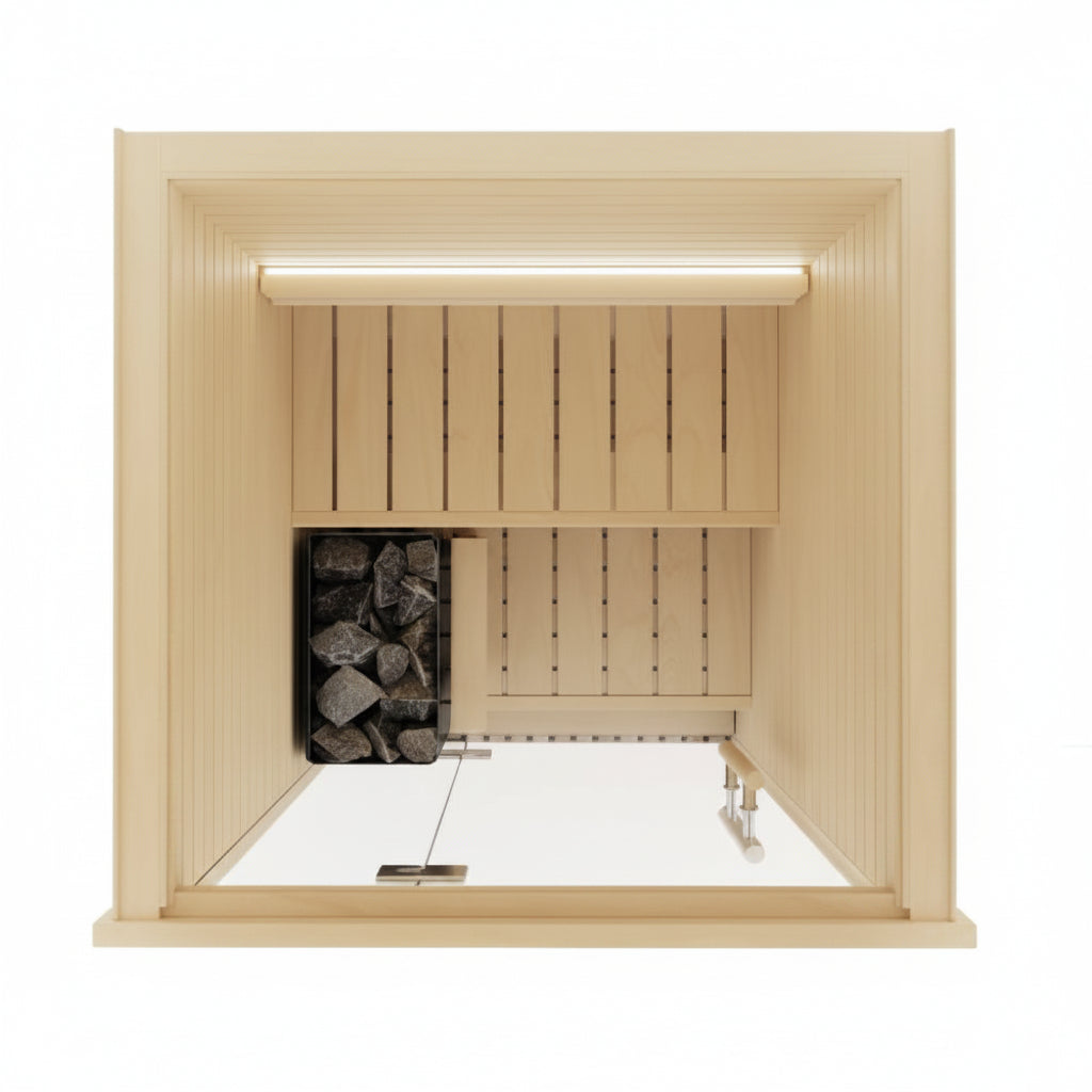 Auroom Cala Glass Mini Traditional 1 Person Sauna Aspen Top View