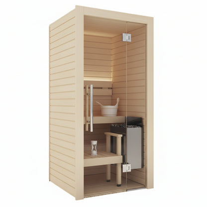 Auroom Cala Glass Mini Traditional 1 Person Sauna Aspen