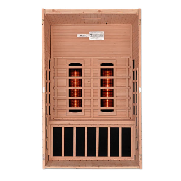 Dynamic Saunas Santiago 2 Person Full Spectrum Infrared Sauna, DYN-6209-03 FS Interior on white background