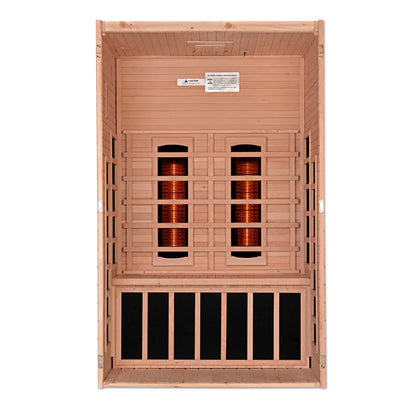 Dynamic Saunas Santiago 2 Person Full Spectrum Infrared Sauna, DYN-6209-03 FS Interior on white background