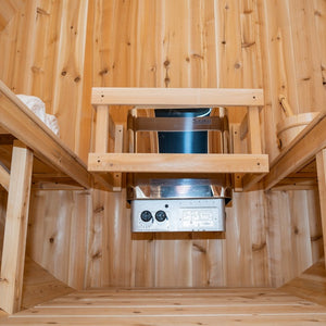 Inside of Canadian Timber Serenity CTC2245W Traditional Outdoor Barrel Sauna