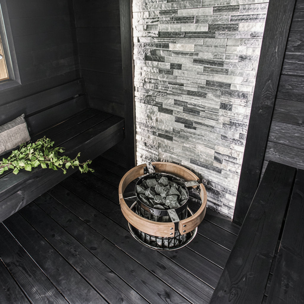 Harvia Cilindro Electric Sauna Heater with safety railing